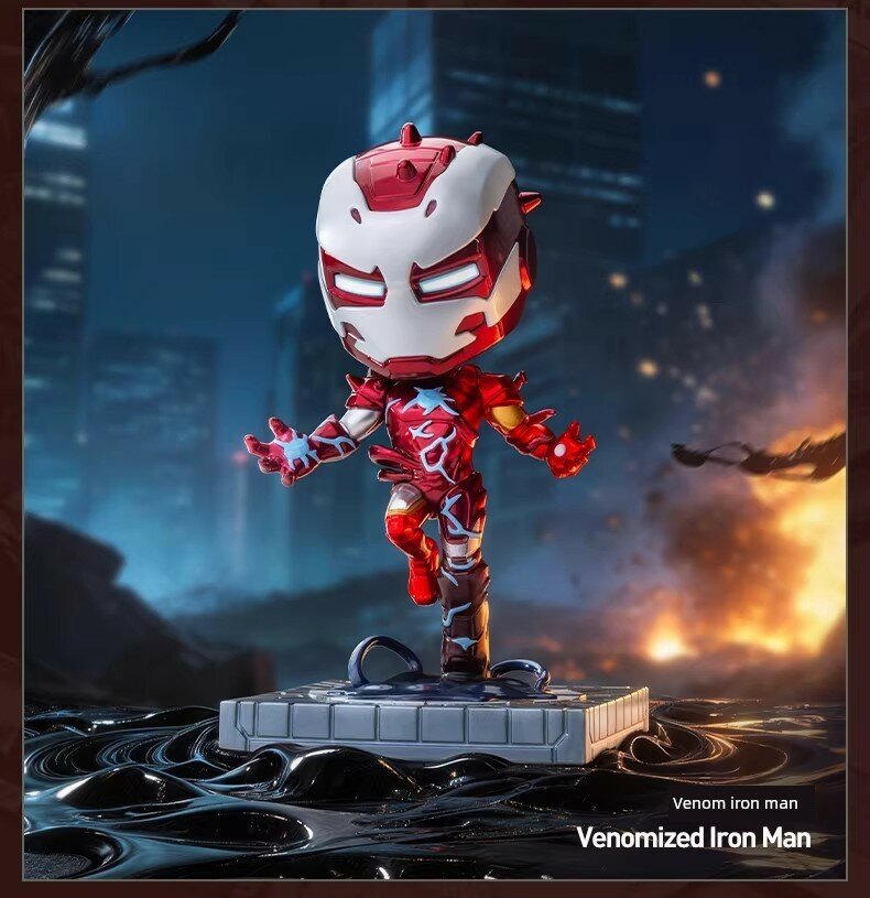 Фигурка Pop Mart Marvel Iron Man Chronicles Venom Iron Man, Подтвержденная после вскрытия, Официальный оригинал