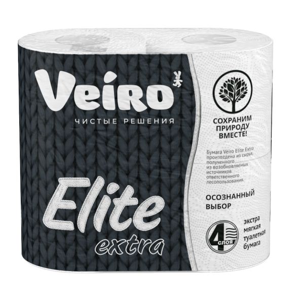 Veiro Туалетная бумага 4 слоя Elite Extra, 4 шт/уп, 1 уп