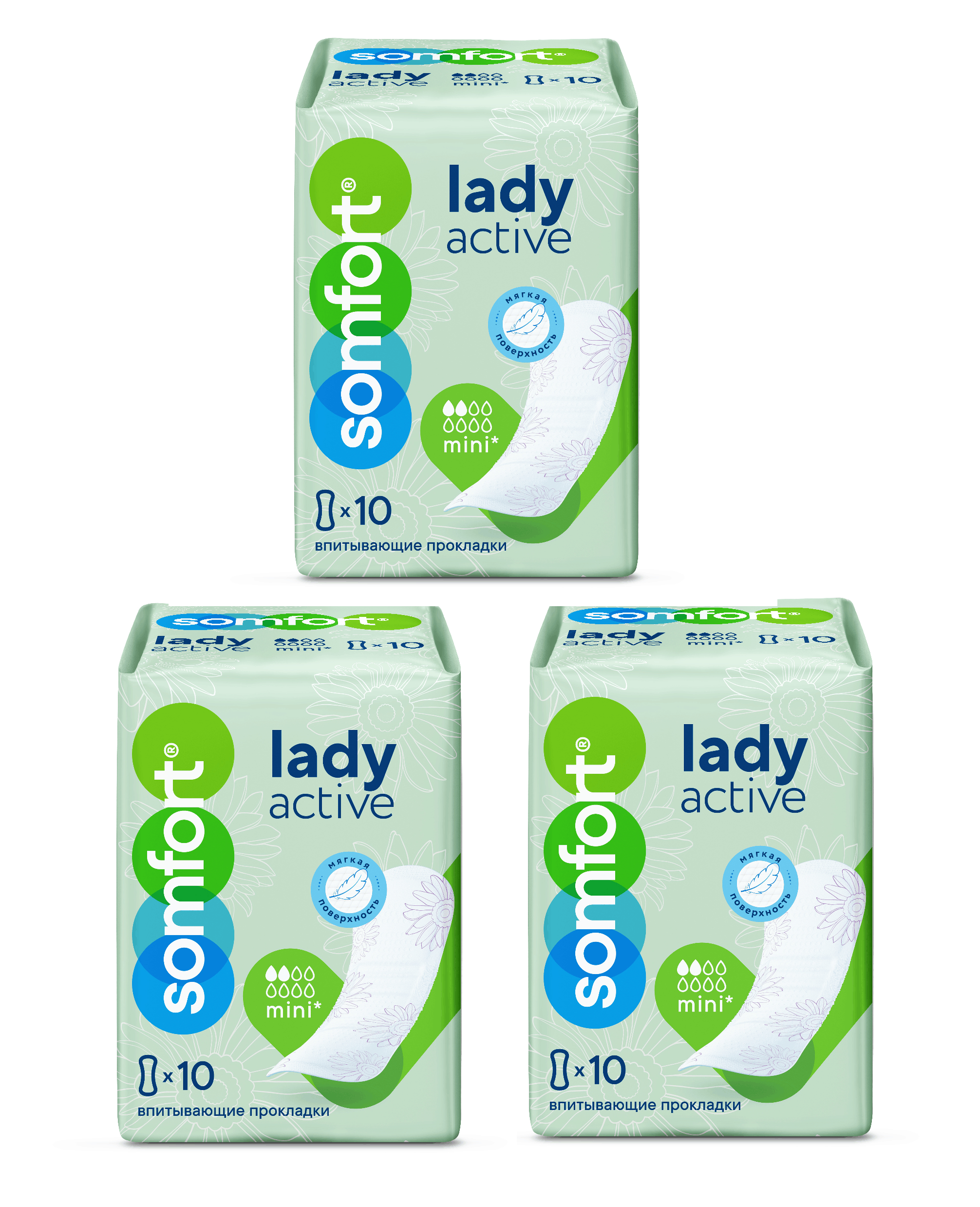 Прокладки урологические женские Somfort Lady Active Mini 10 шт/уп * 3 уп