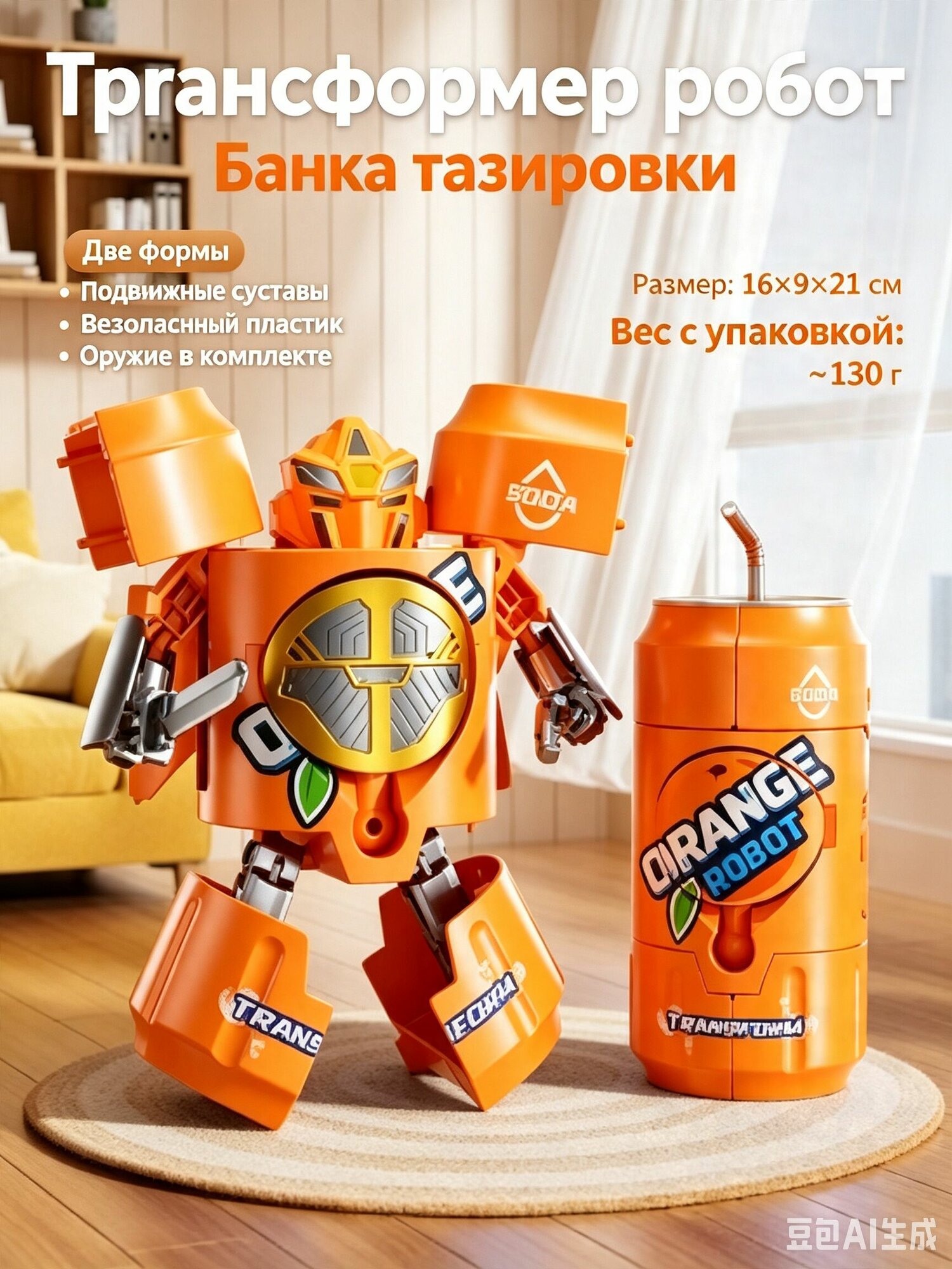 Детская игрушка-трансформер в виде газировки, имитация бутылки с напитком, робот-кола, подарок для мальчиков и девочек