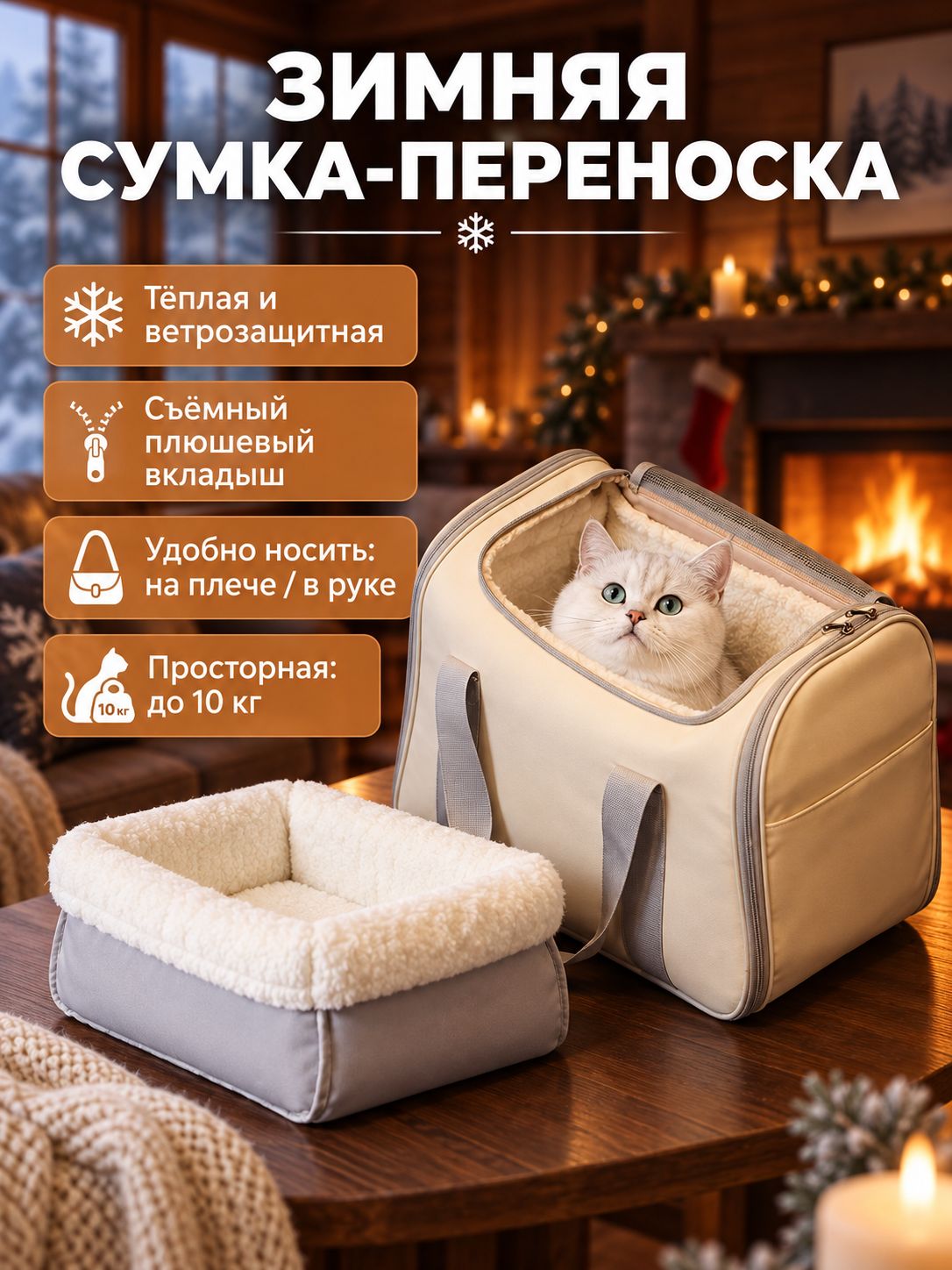 Портативная сумка для прогулок питомцев: зимняя теплоносная