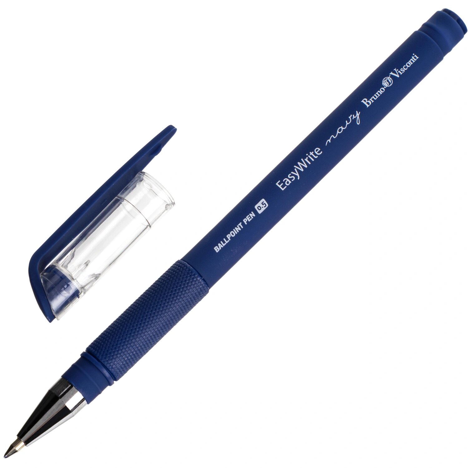 Bruno Visconti Ручка шариковая неавтоматическая Bruno Visconti EasyWrite Navy синяя корпус soft touch (толщина линии 0.4 мм)