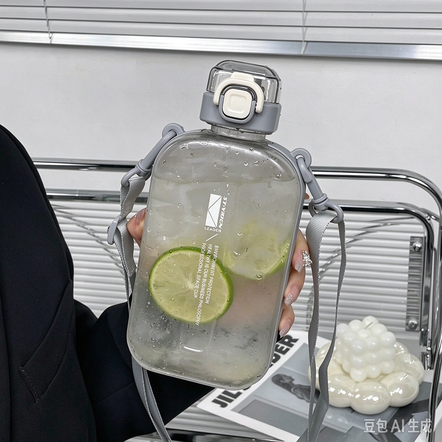 Спортивная бутылка CREAWIND Yiben Muxin, для горячих напитков, пластик, 750мл, Серый