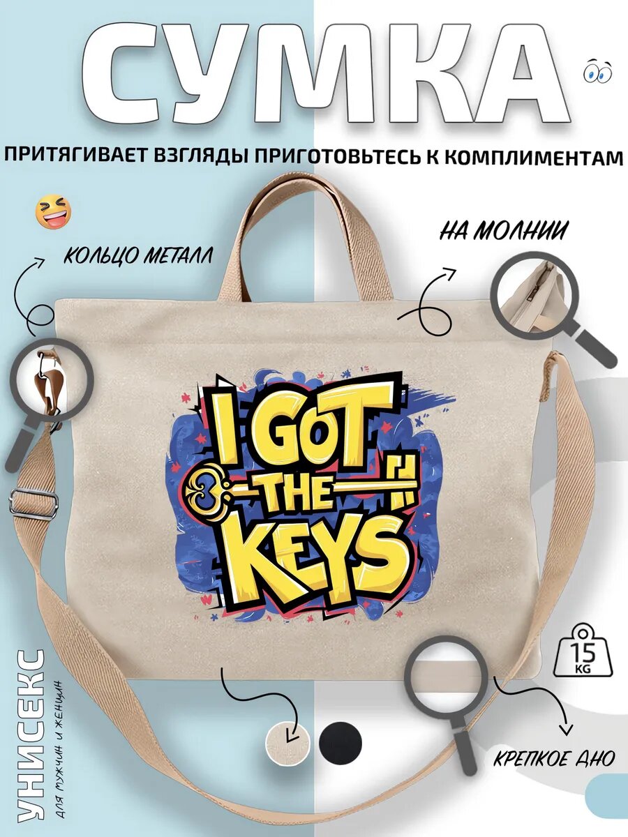 Сумка шоппер  I Got The Keys мультфильм надпись