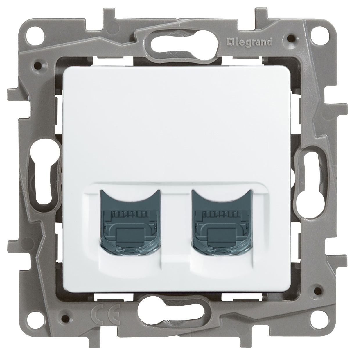 Розетка RJ-45 2 разъема кат. 5 белая, Etika, Legrand (IEK), арт. 6722551 (бывший 672255)