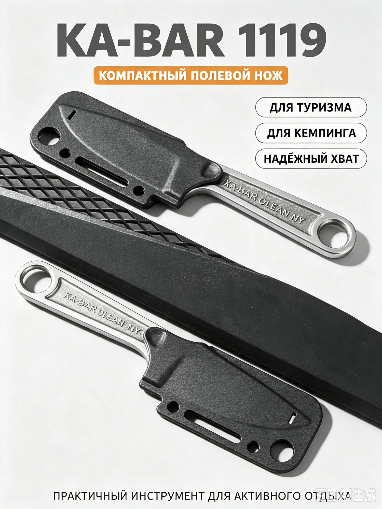Компактный нож для выживания KA-BAR 1119, с противоскользящей ручкой, 30 см, гарантия 7 лет, 1 шт