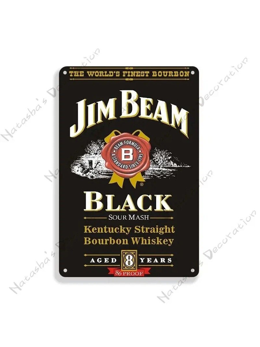 Декоративная Металлическая Табличка Реклама Алкоголя Пиво Hennessy Jim Beam 30x20 См