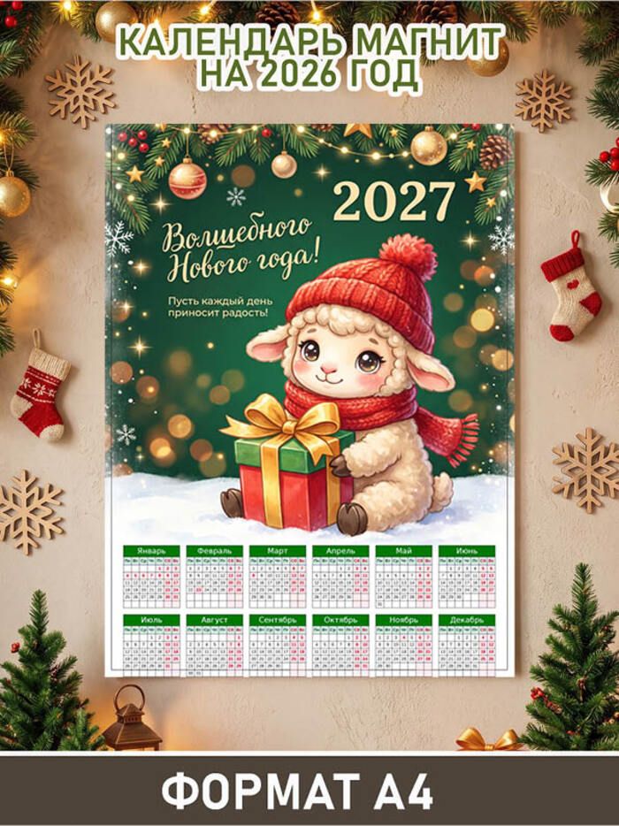 Магнитный календарь 2027 год формат А4