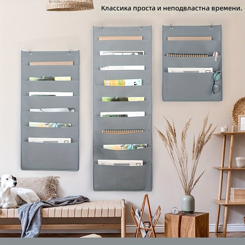 Комплект тканевых подвесных органайзеров-карманов за дверь на 3, 6 и 9 секций, серый