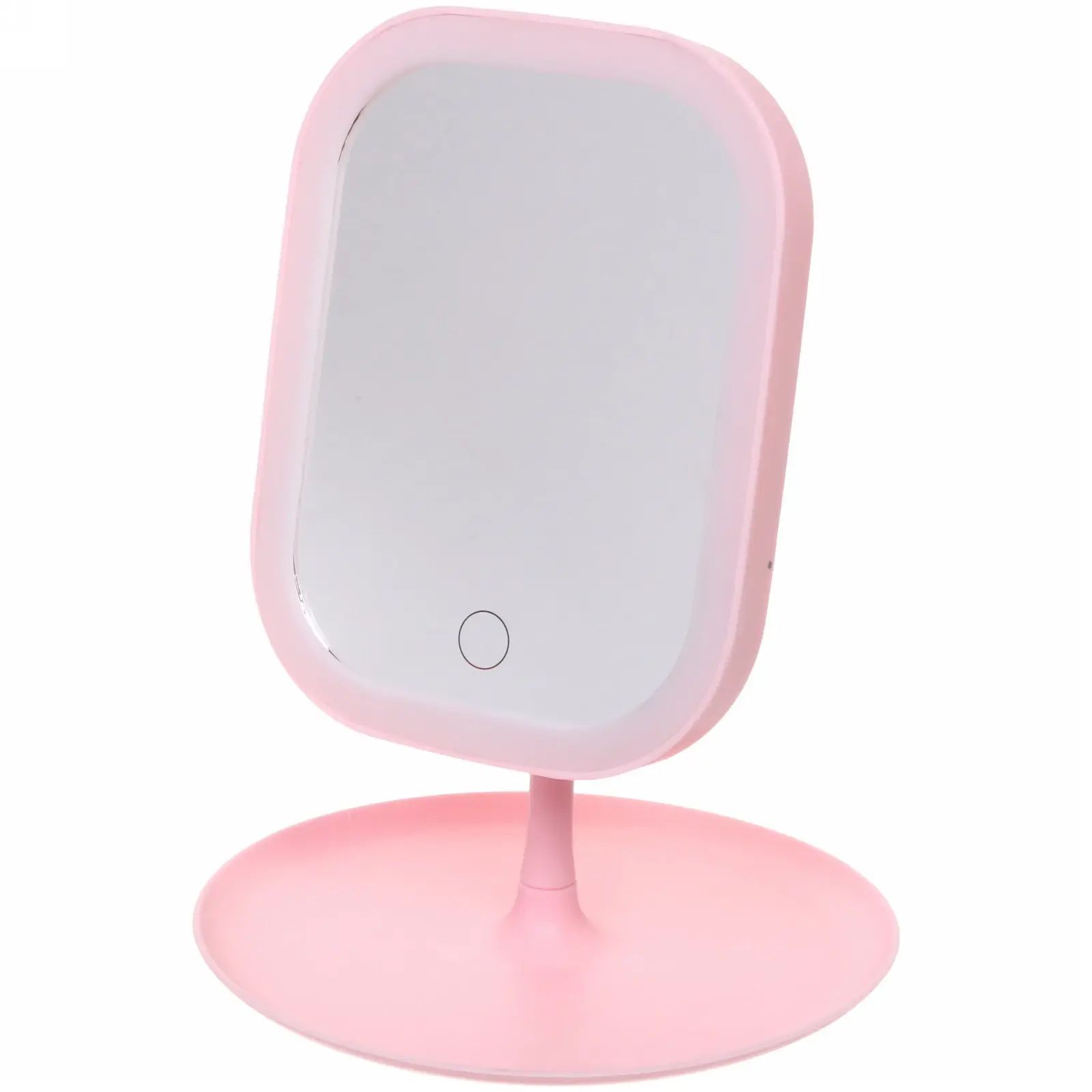 Зеркало настольное с подсветкой "Monika", розовое, USB,