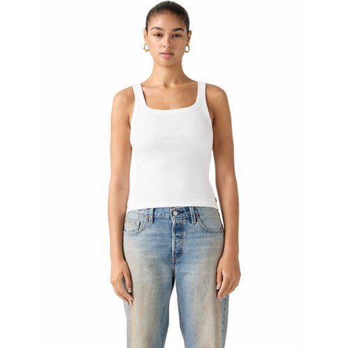 фото Майка levi's women essential ribbed tank top, размер l, белый
