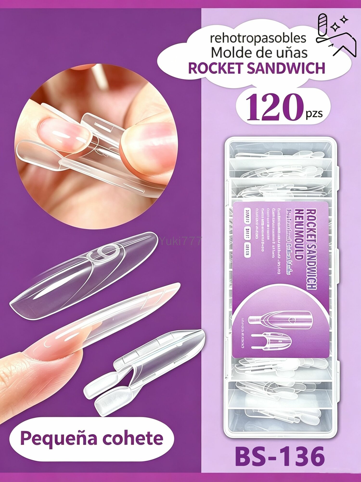 Новый набор трафаретов для быстрого наращивания ногтей Mini Rocket Sandwich Dual Mold - 120 штук, инструмент для нейл-арта, подходит для начинающих и домашних маникюрных салонов-Луанлуо