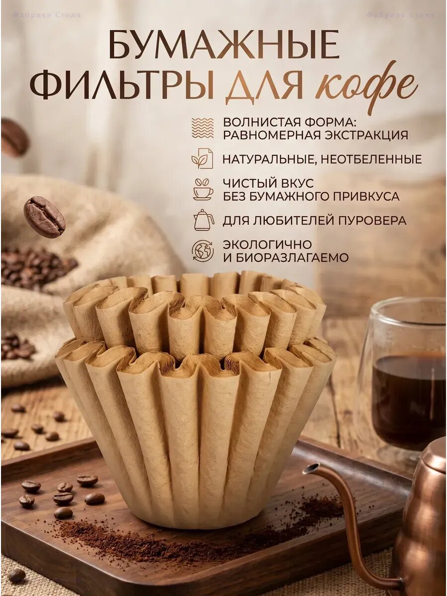 Бумажные кофейные фильтры для кофеварки 100 шт.