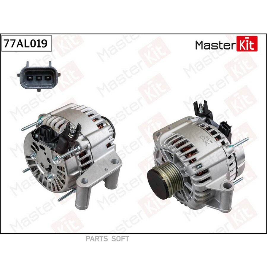 Генератор 14V 124A FORD Mondeo III (B4Y, B5Y, BWY) от официального дистрибьютора, MASTERKIT, артикул 77AL019