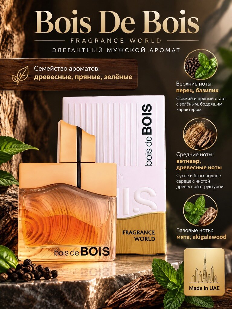 Парфюм Fragrance World Bois de Bois, мужской, древесный, 100мл