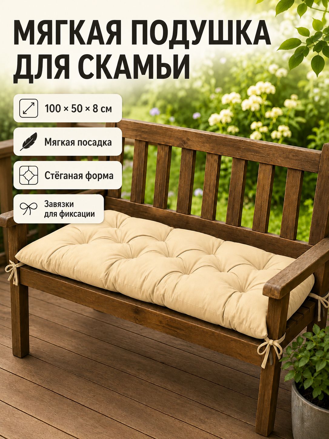 Матрас для садовой мебели 50х100 см