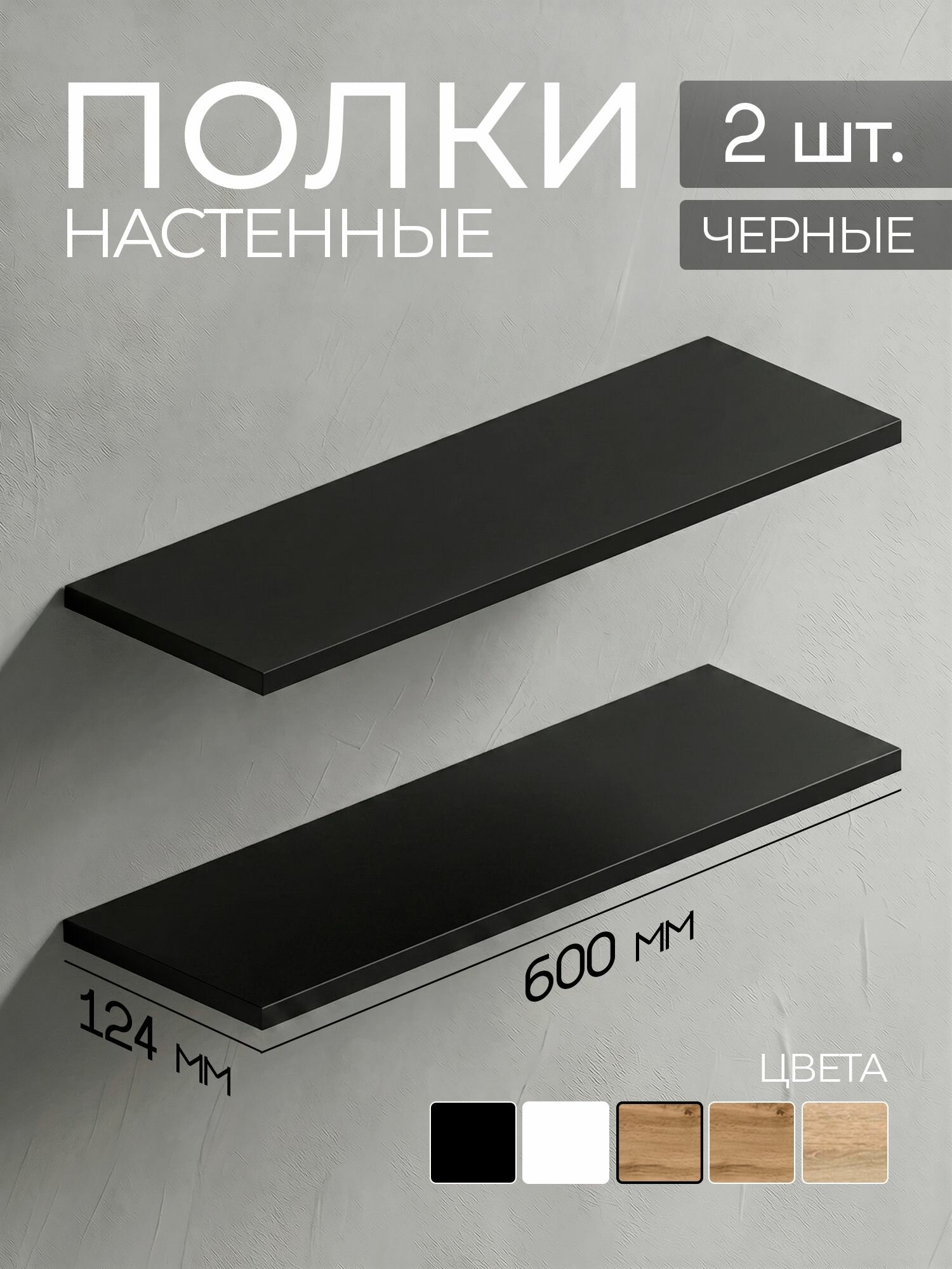 Полка настенная черная 2 штуки