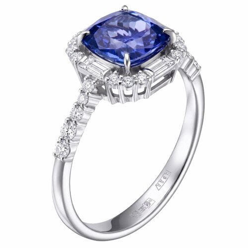 фото Кольцо diamant online, белое золото, 585 проба, бриллиант, танзанит, размер 17, фиолетовый