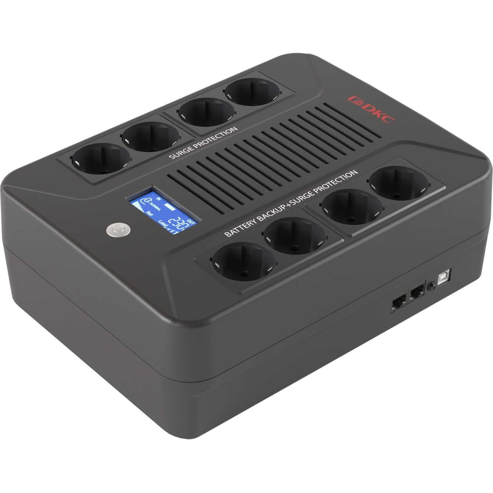 Линейно-интерактивный ИБП DKC серии Info PDU, 1000 ВА/600 Вт,1/1,8xSchuko, LCD, 1x9Aч INFOPDU1000LCD