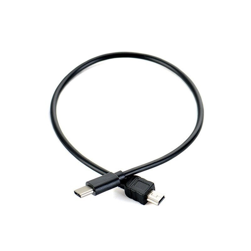 Короткий провод кабель для камеры USB type C / Mini USB, 30 см, черный