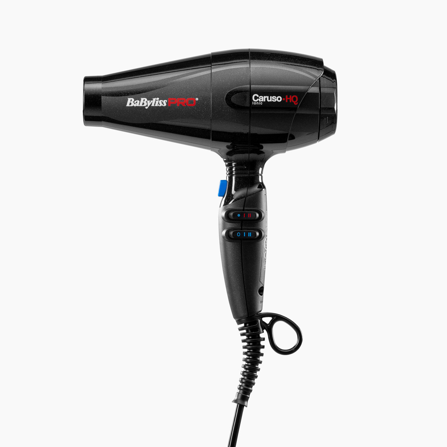Фен BaByliss PRO CARUSO-HQ BAB6970IE, 2400 Вт, AC-мотор, ионизация, поток 172 км/ч, вес 535 г, 2 узких концентратора, шнур 2,7 м, черный