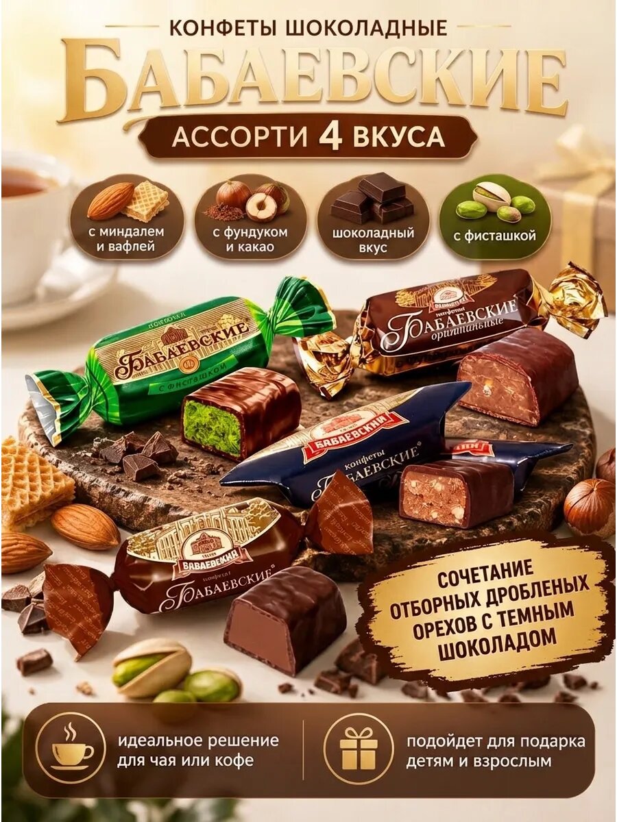 Конфеты "Бабаевские" ассорти 4 вкуса,250гр