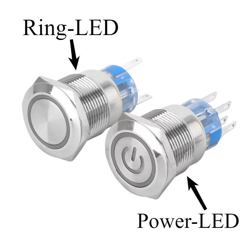 1PC 19MM Металл кнопочный переключатель LED Light Silver Contact Self-locking Водонепроницаемый 24V
