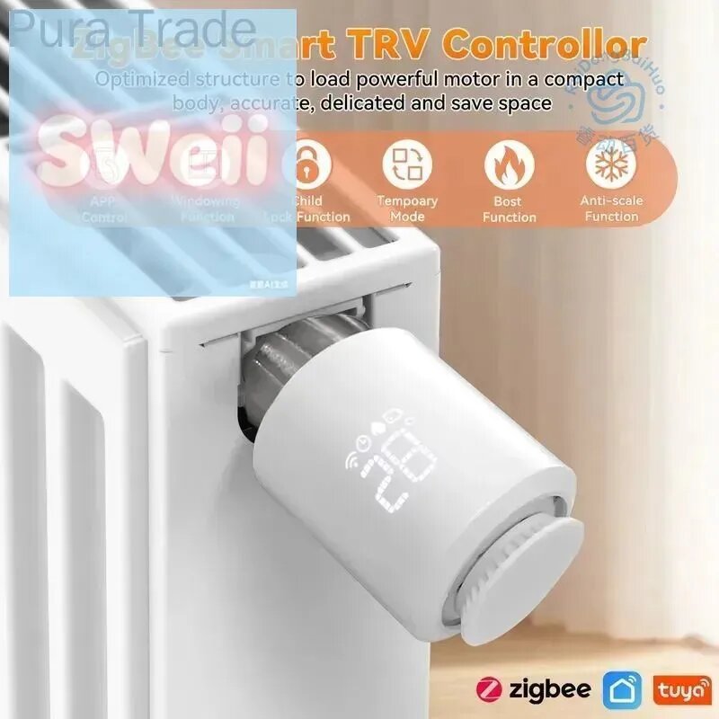 Электронный радиаторный термостат zigbee white Tuya