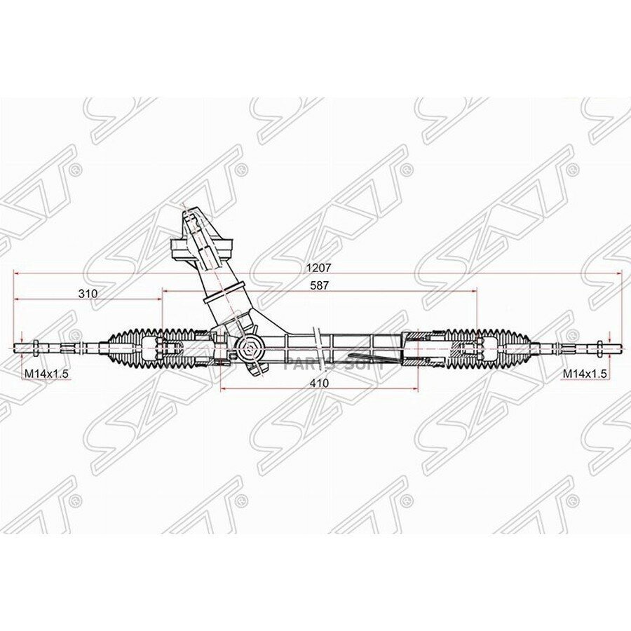 Рейка рулевая Skoda Rapid 12-20 / Volkswagen Polo 09-20 (Левый руль) от официального дистрибьютора, SAT, артикул ST6C1423057H