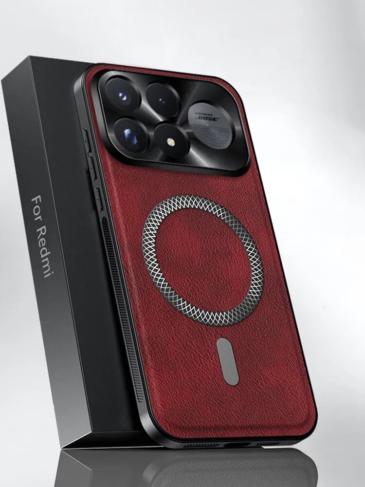 Чехол для POCO F9 Ultra, Магнитный кожаный чехол на Поко F9 Ультра, с противоударной защитой и защитой объектива