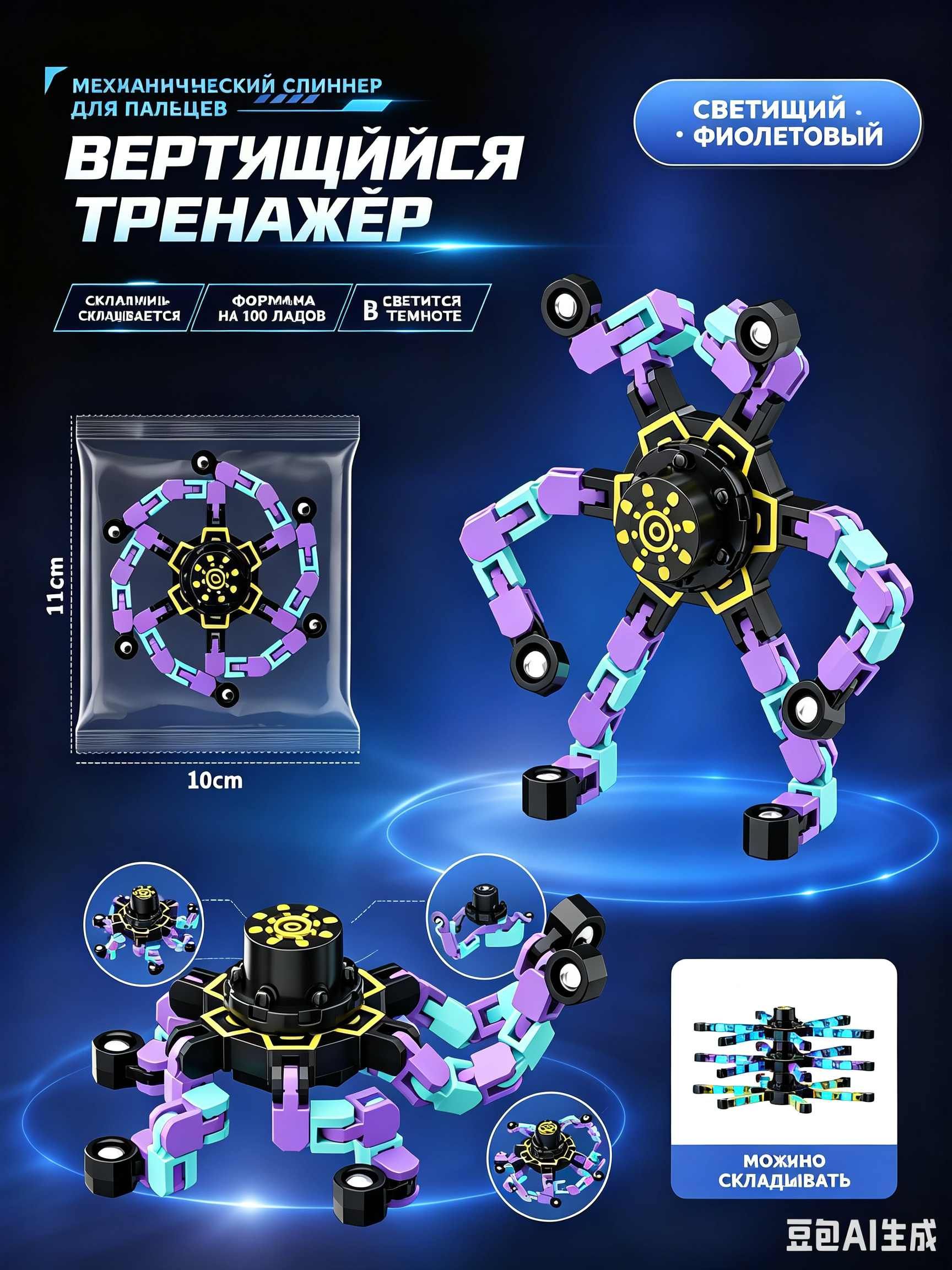 Трансформируемая Светящаяся Игрушка спиннер
