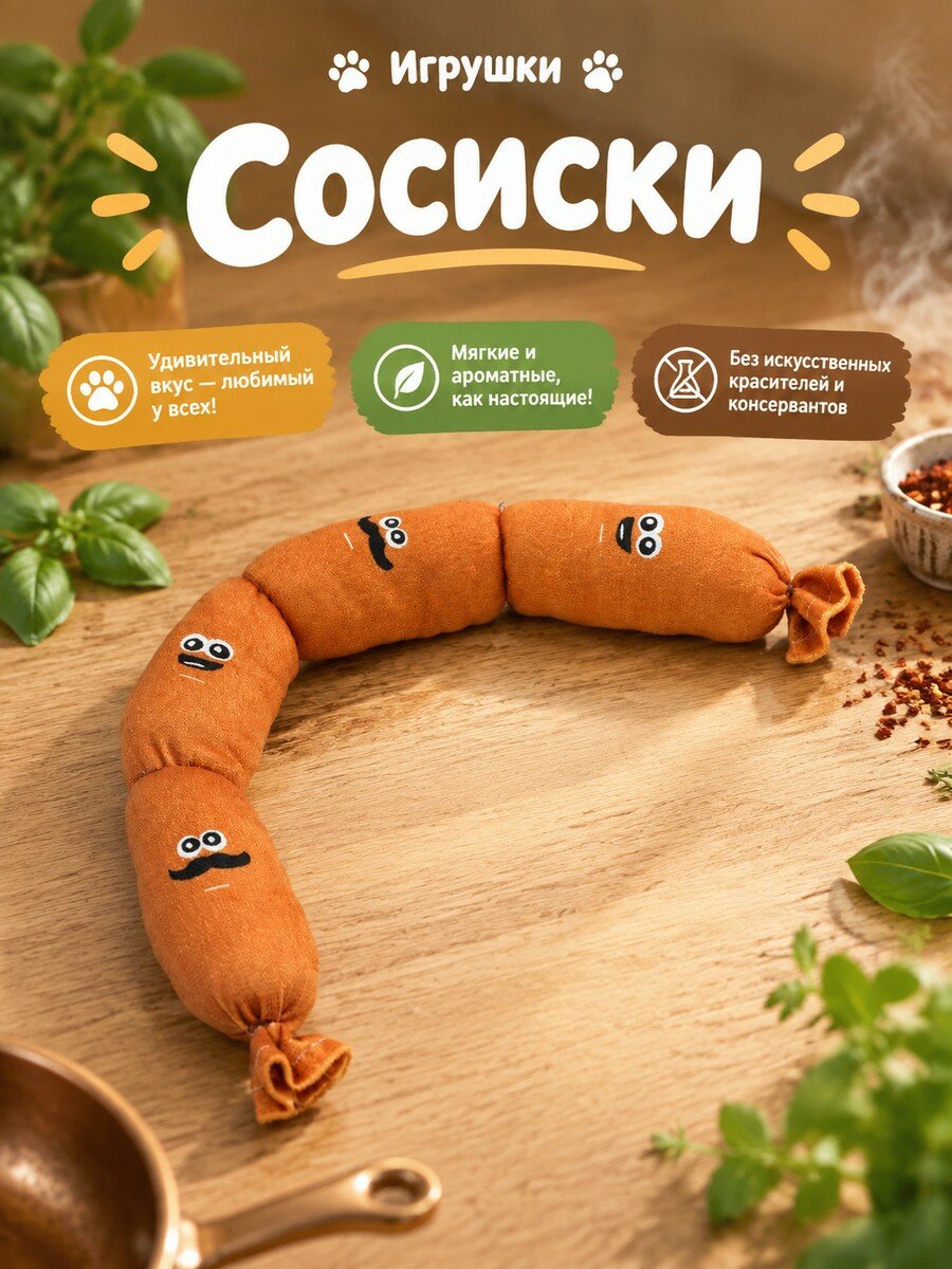 Домашние животные нажимают и озвучивают четырехсекционную имитационную колбасу
