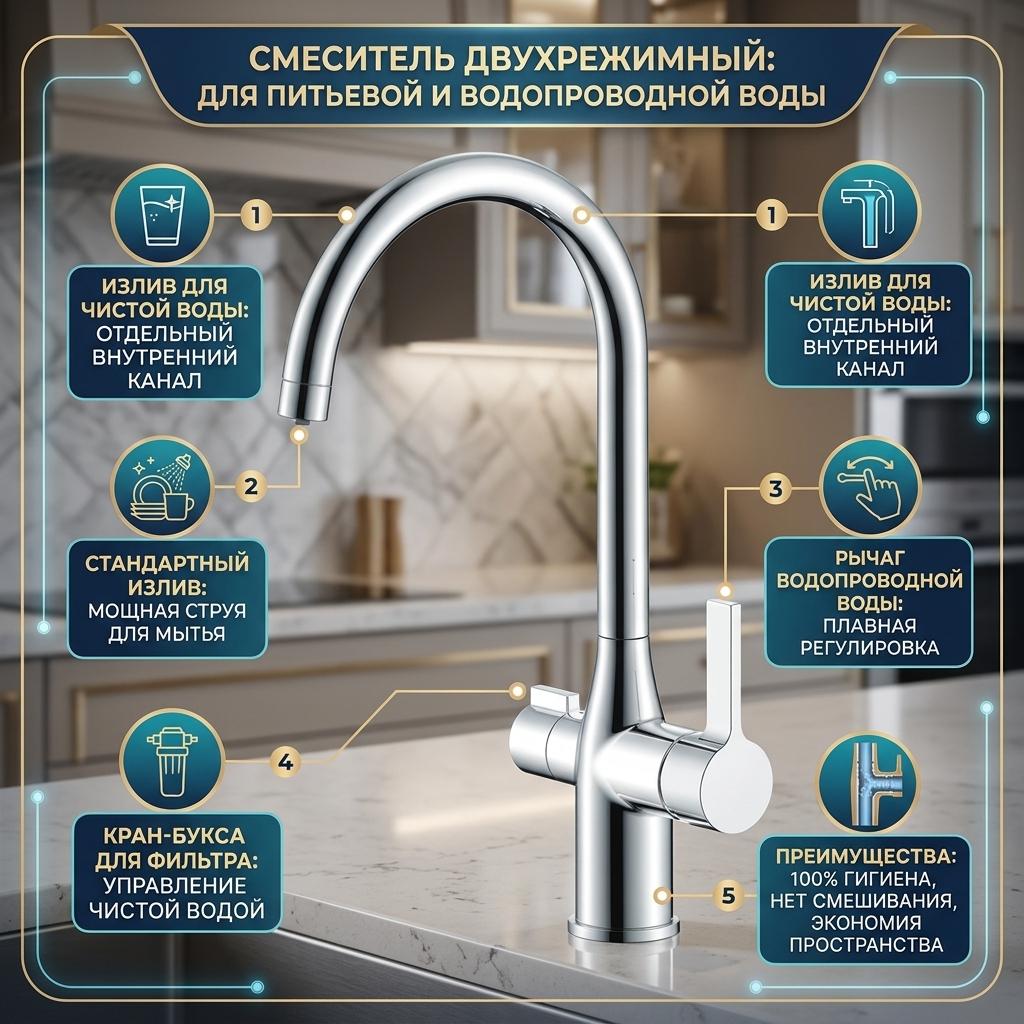 Смеситель для кухонной мойки под фильтр IDDIS Pure (PUKHRSQDBFJJJiAJ05AQ), хром