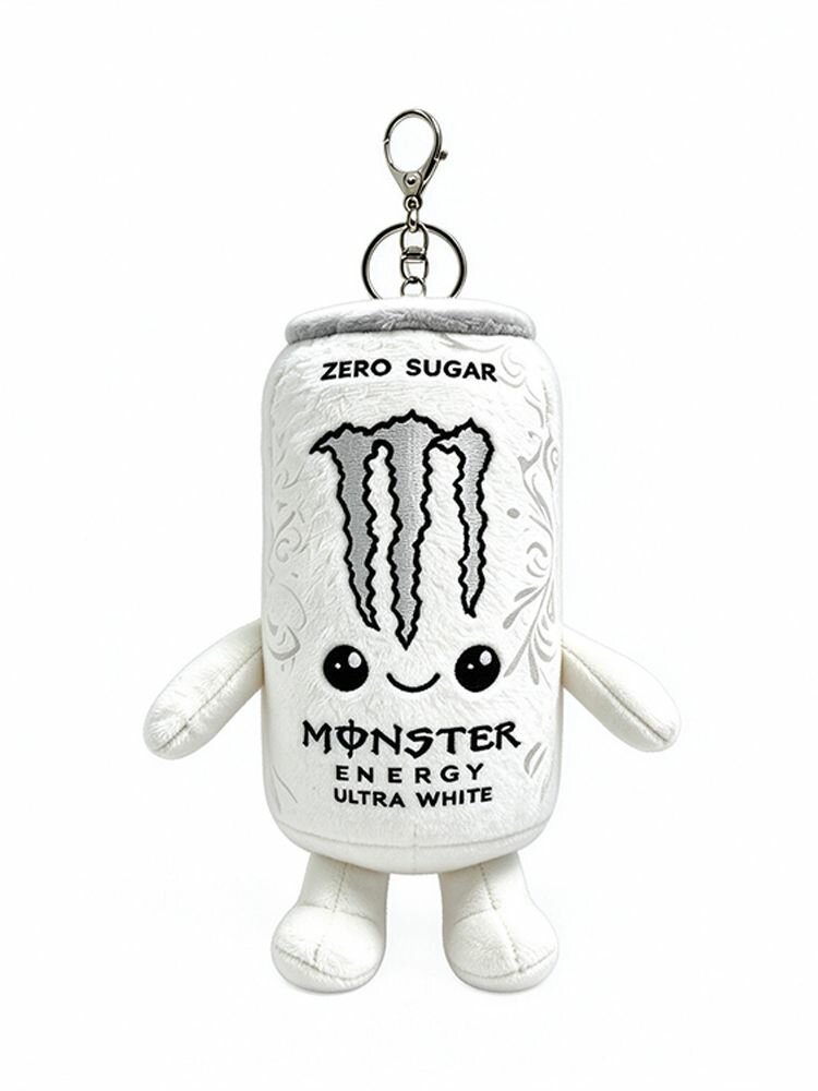 Плюшевая игрушка в виде банки Monster Energy (Монстр Энерджи) с брелком, 17 см, аниме-мерч и игровой мерч.