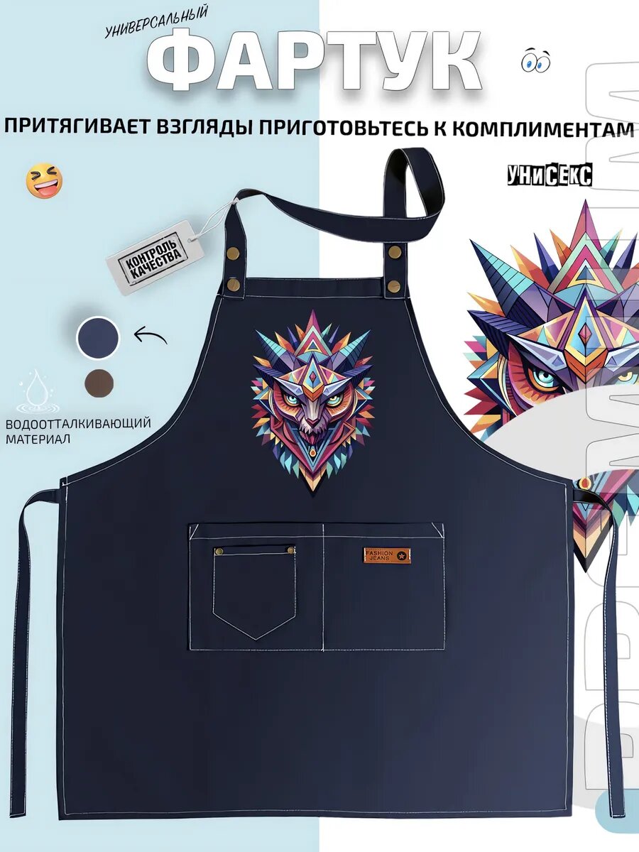Фартук Волк Wolf аниме животное кухонный с принтом универсальный