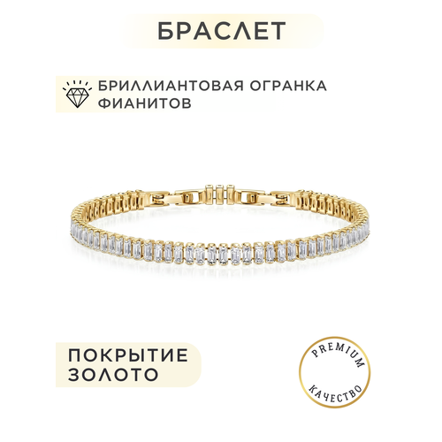 фото Теннисный браслет noima, кристалл, фианит, 1 шт., размер 17 см, размер one size, золотой