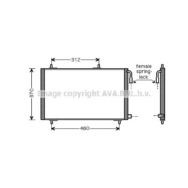 AVA QUALITY COOLING pe5257 (6455CH / 6455CJ / 6455CJ) радиатор кондиционера Peugeot (Пежо) 206 206+