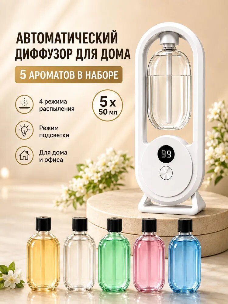 Диффузор для дома автоматический, набор с 5 ароматами, ароматизатор