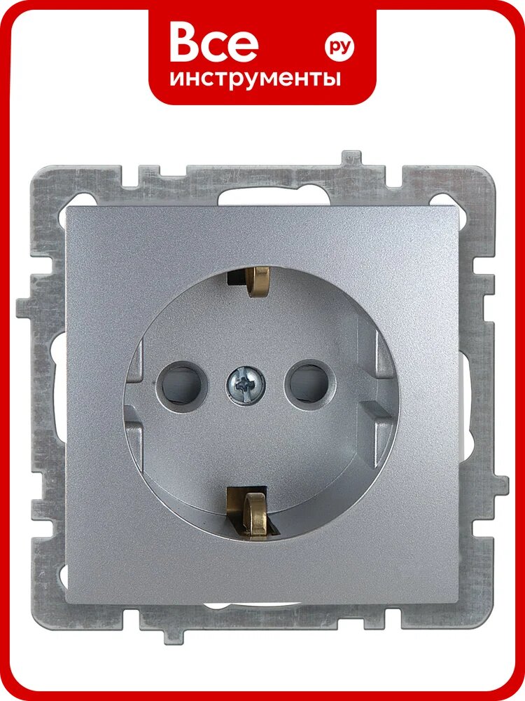 Механизм розетки NILSON 1СП з/к шторки серебро Touran/Alegra metallic 24130419