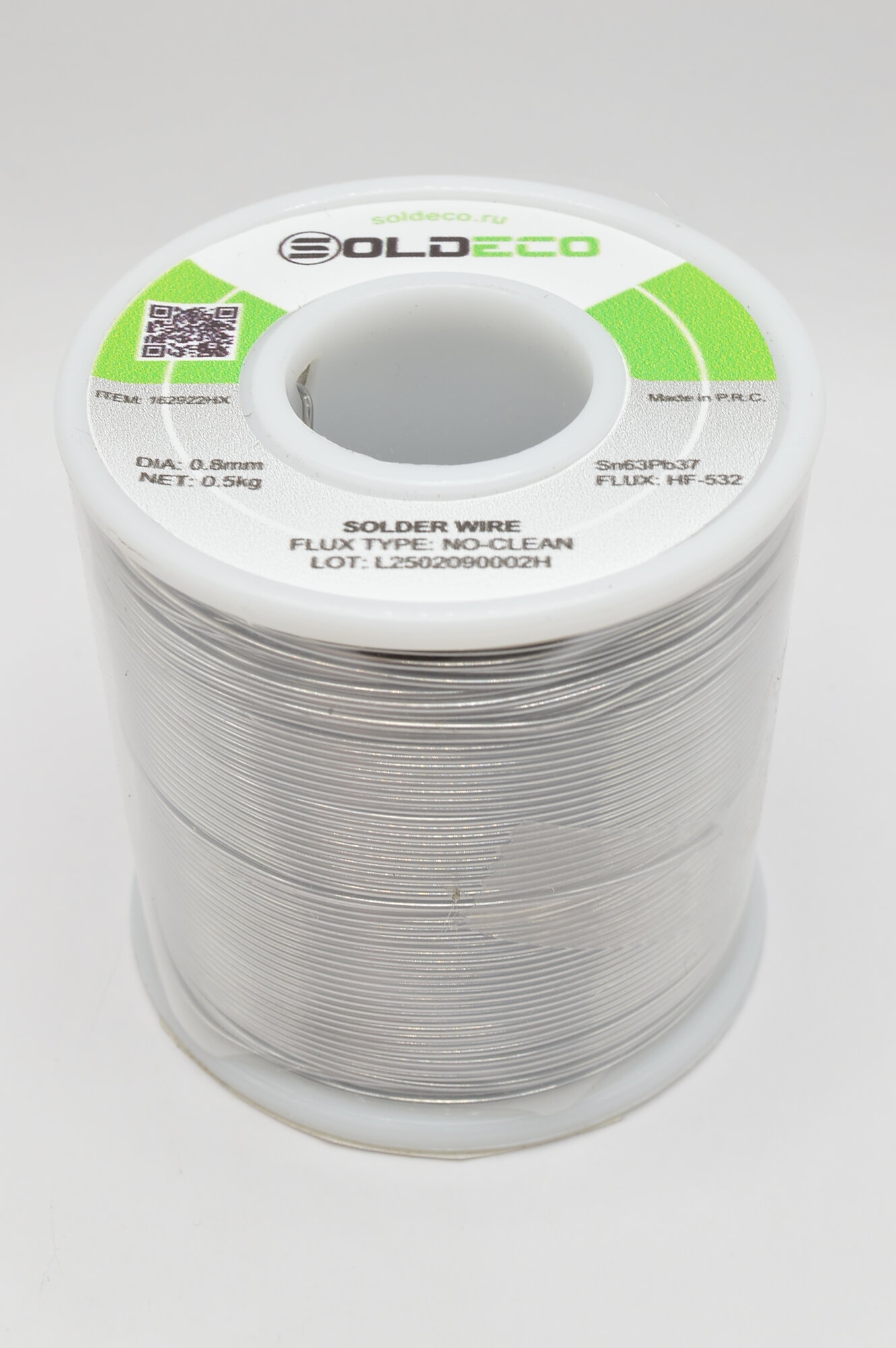 SOLDECO 162922HX Припой трубчатый Sn63Pb37 с безотмывным флюсом HF-532 0,8мм/0,5кг, 1шт