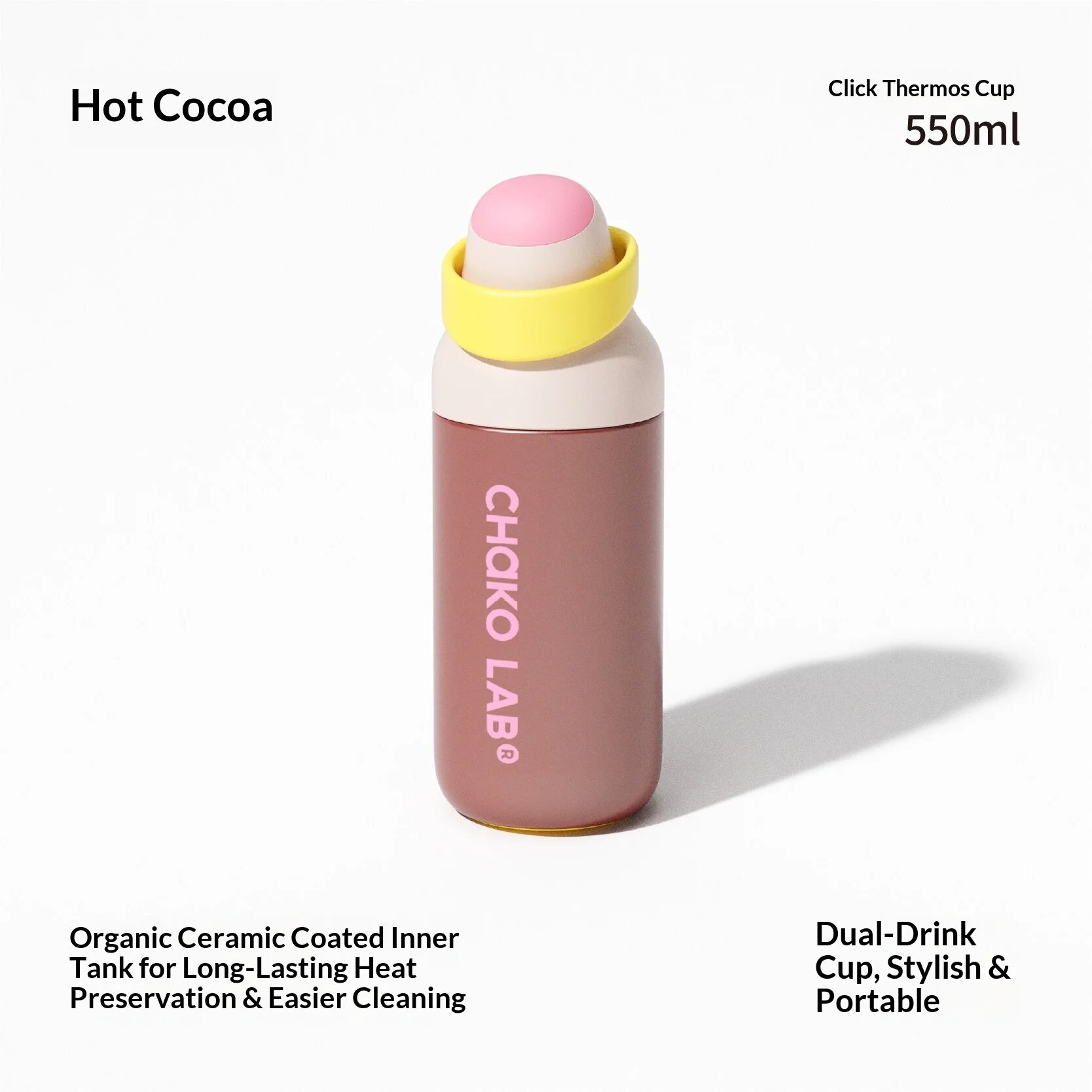 Термос Chako Lab Hot Cocoa 550 мл, Розовый
