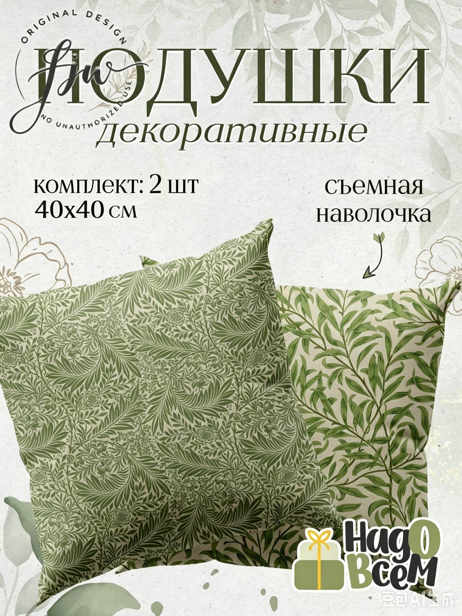 Подушка декоративная 40x40 см 2 шт