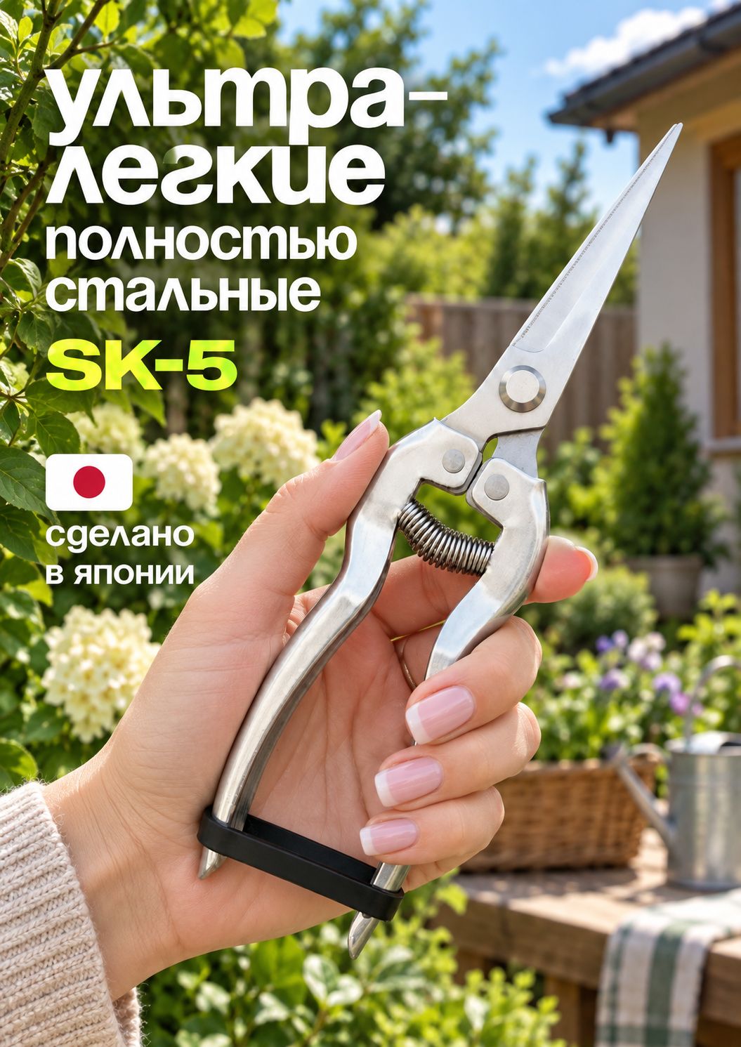 Ножницы садовые, секатор для цветов и кустарников нержавеющая сталь 304
