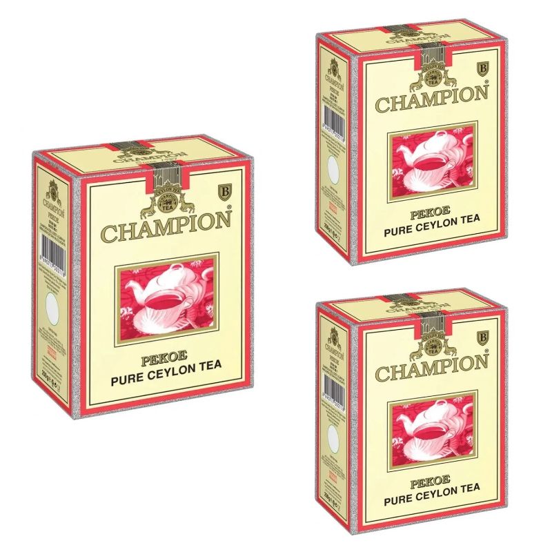 Champion Чай черный цейлонский Pekoe, листовой, 250 г, 3 шт