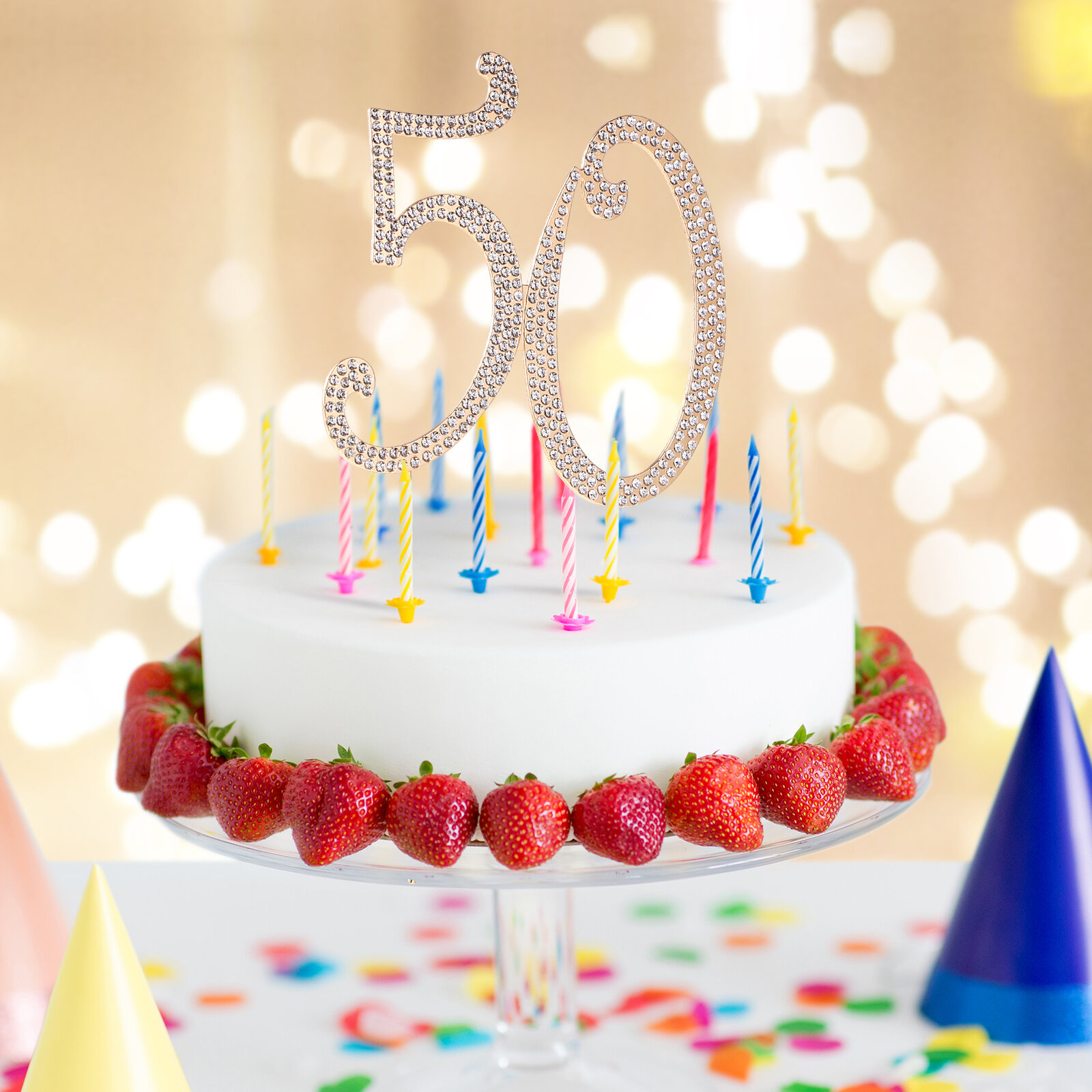 Топпер Для Торта С Блестками Номер 50 Из Прочного Сплава И Кристаллов Размер 21x12 5x0 3 Cm