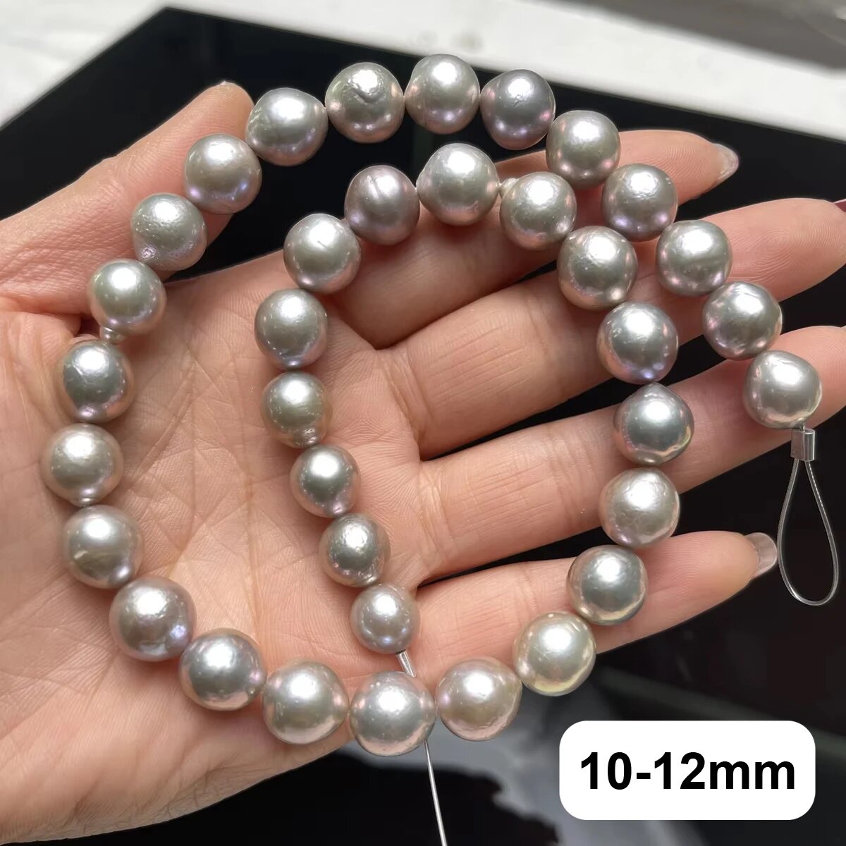 Серые жемчужные бусины 10-12 мм Grey Pearl