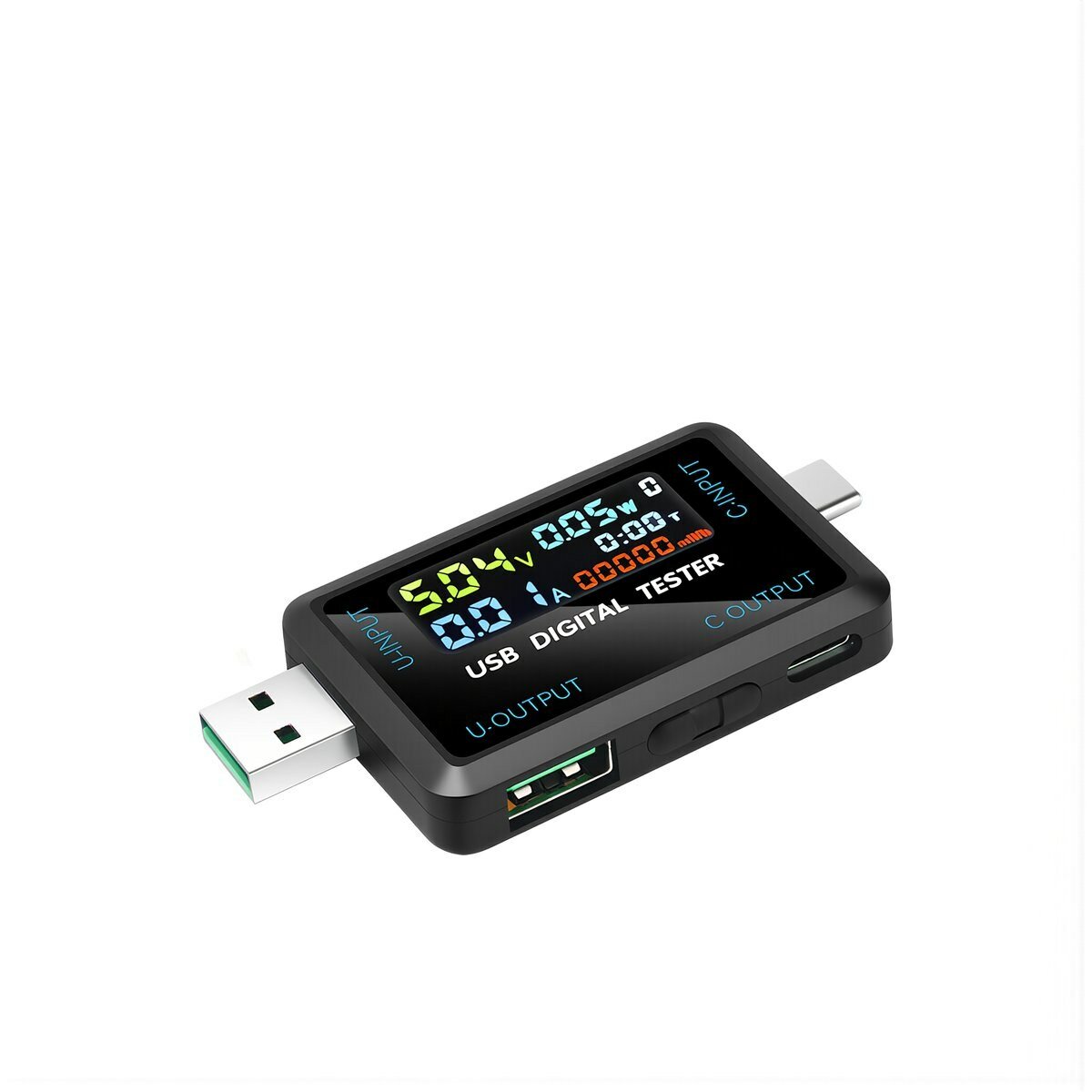 USB цифровой тестер напряжения тока емкости для проверки состояния зарядки устройств с интерфейсом Type-C диапазон измерения DC4-30В, USB+Type-C интерфейс / 0.5 В