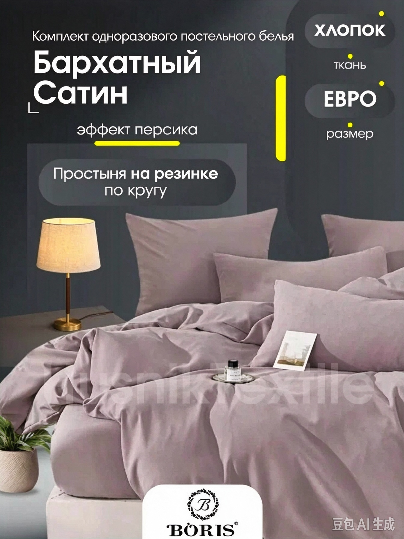 Комплект одноразового постельного белья для отеля, светло-розовый, 140x210 см, Наволочки 30x70 см, простыня 140x240 см