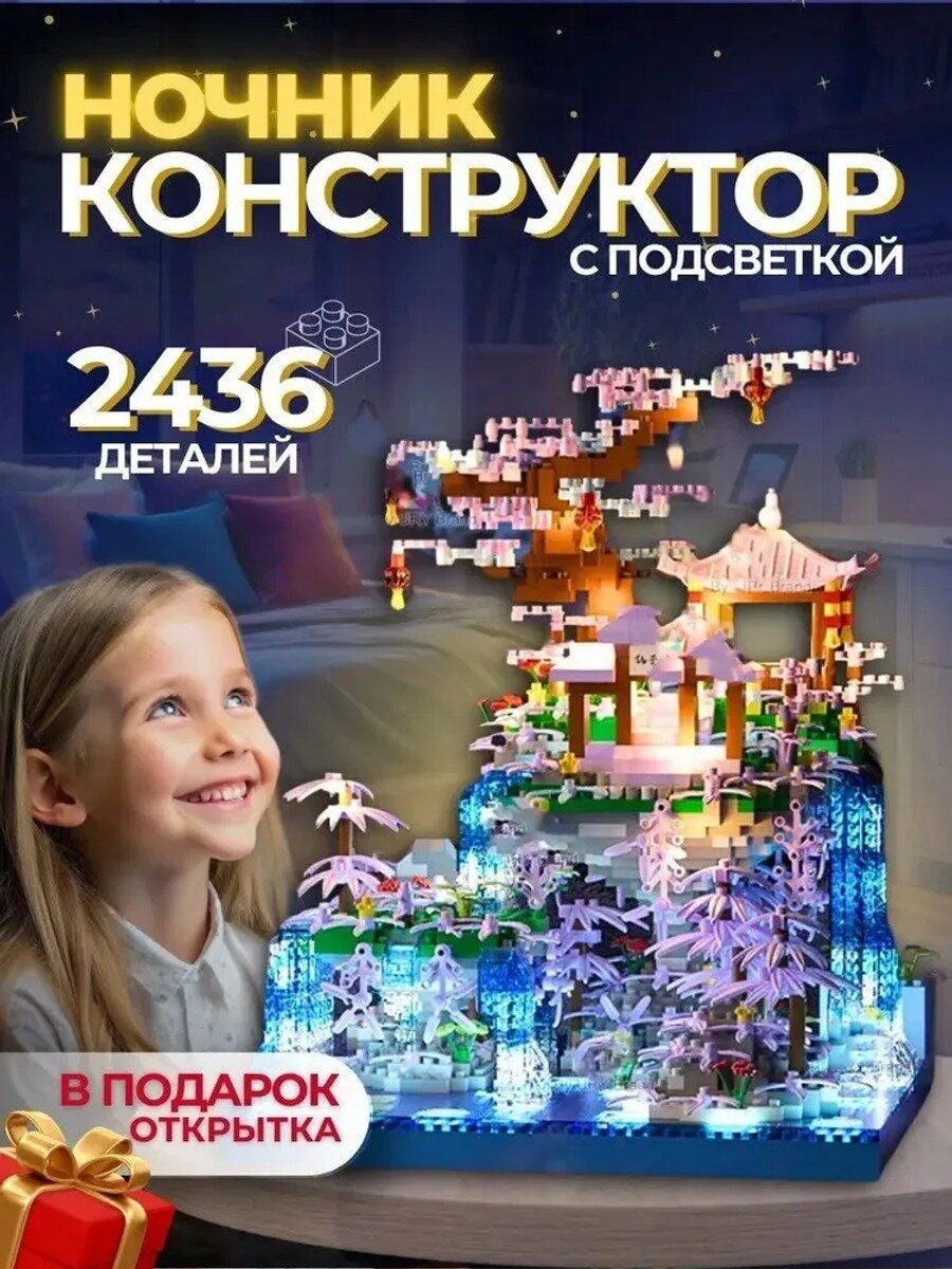 Конструктор Замок 2436 деталей, лего-совместимый, с подсветкой, сборная