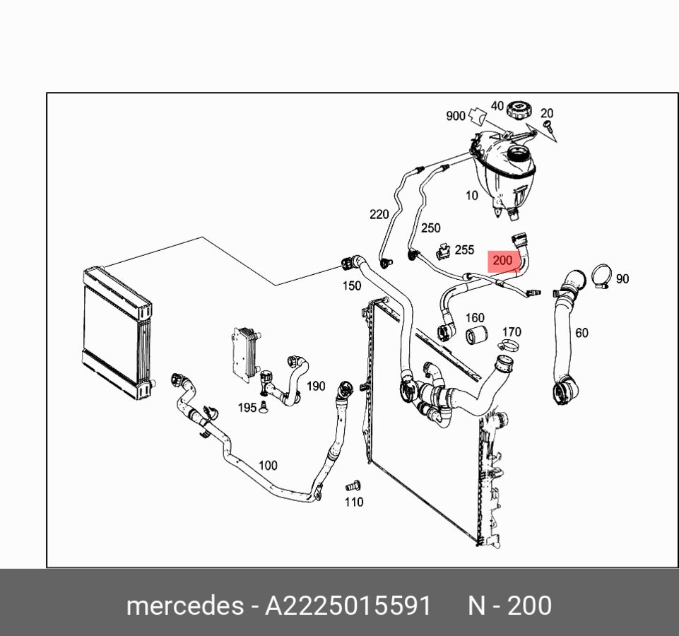 Шланг сист. охл. mercedes w222 2013> (Mercedes A2225015591)
